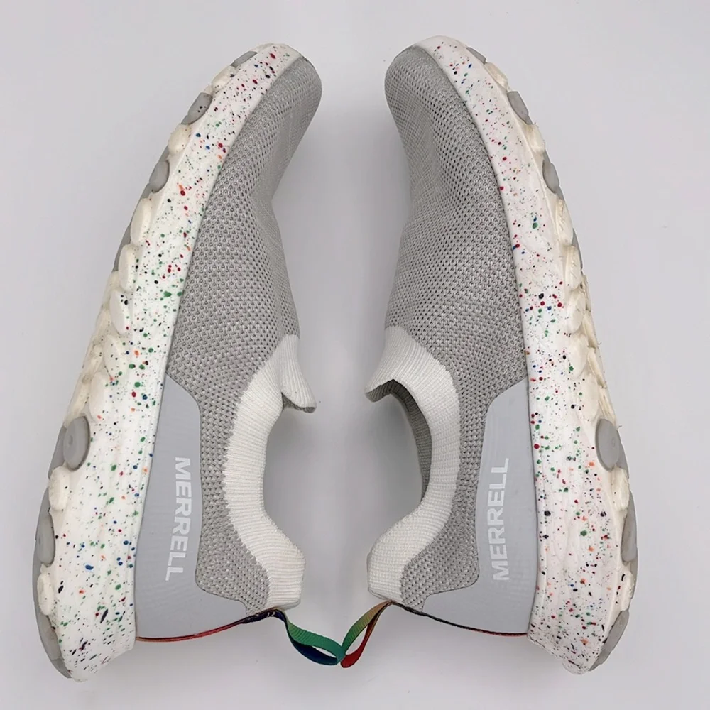 Merell - men’s cloud MOC knit confetti pride slip on sneakers gray shoes size8.5